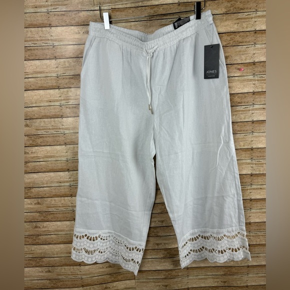 Jones New York Sport Plus Linen Ankle Pants Sz Lg - Picture 1 of 5